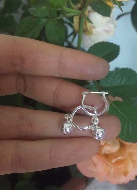 Khuyên tai treo cầu tròn bạc toàn bộ