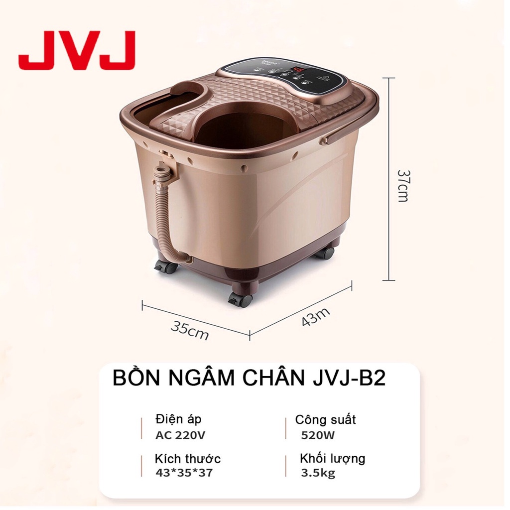 Bồn ngâm chân massge JVJ - Ngâm chân hồng ngoại 3 chế độ thải độc, làm nóng nước có sục khí tự động massge