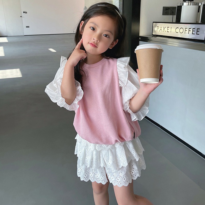 Chân Váy Ren Xếp Tầng Lưng Thun Co Giãn Phong Cách Hàn Quốc Thời Trang Mùa Hè Cho Bé Gái