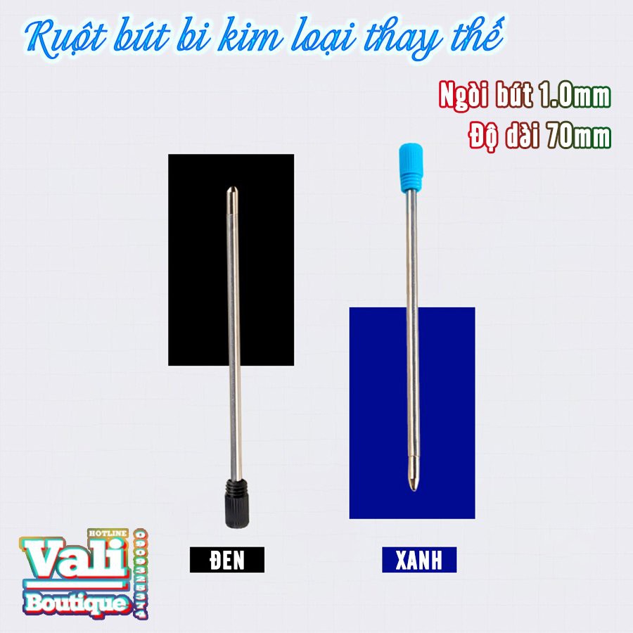 Combo 10 Ruột bút bi kim loại thay thế - Ruột bút ký Bi kim loại 70mm ngòi 1.0mm thay thế