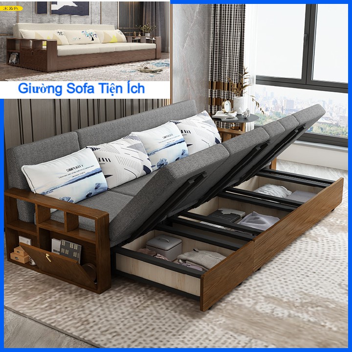 Giường Sofa Đa Năng, Sofa kéo thành giường thông minh - Có ngăn chứa đồ bí mật, Giường gấp thông minh Kích cỡ (1m5 x 1m9