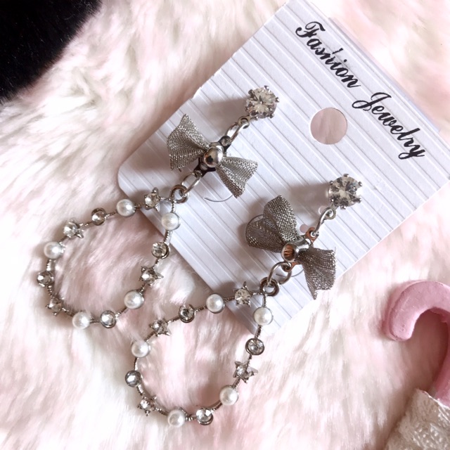 FREESHIP❤️ Bông Tai Nơ Đính Hạt M34
