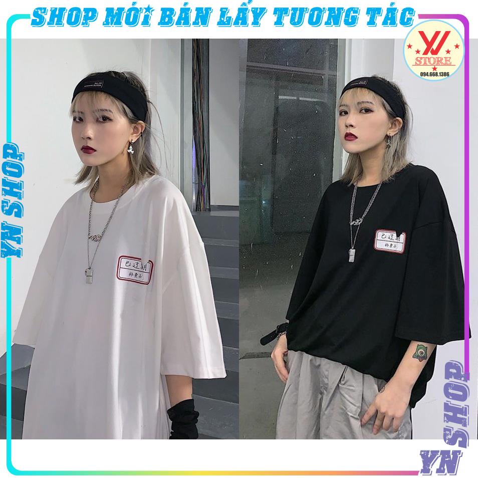 Áo thun Unisex tay lỡ chữ tàu đỏ tim nam nữ form rộng YNSHOP