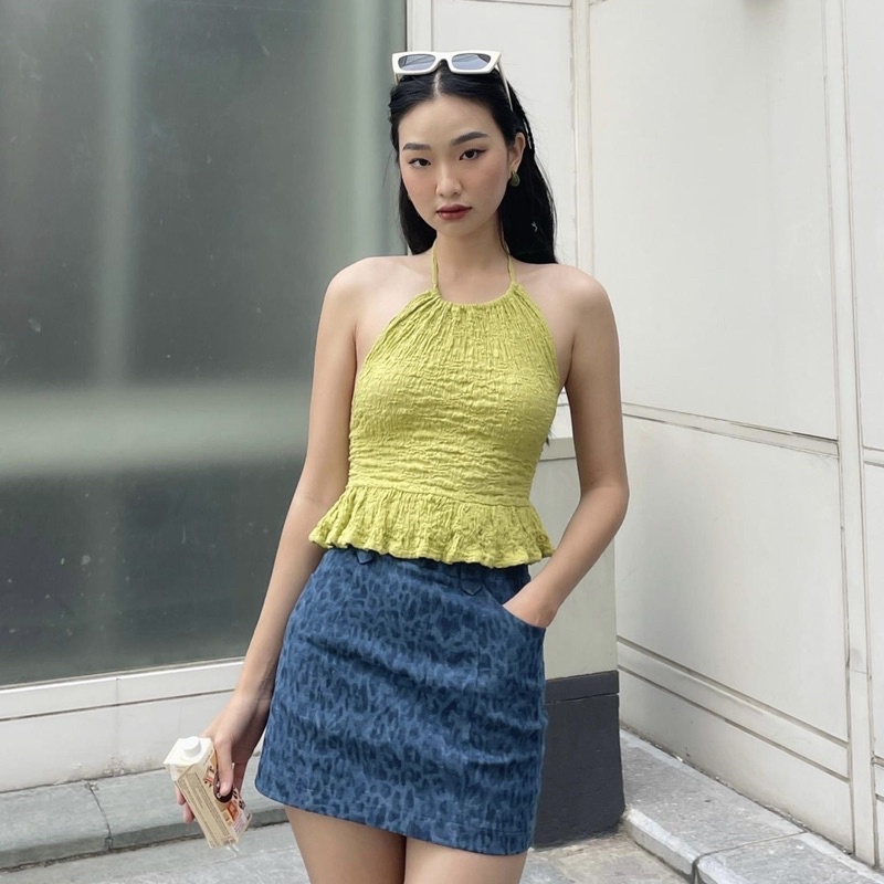 Áo yếm cột dây chất đũi nhăn dày dặn tôn dáng ( Ảnh thật )