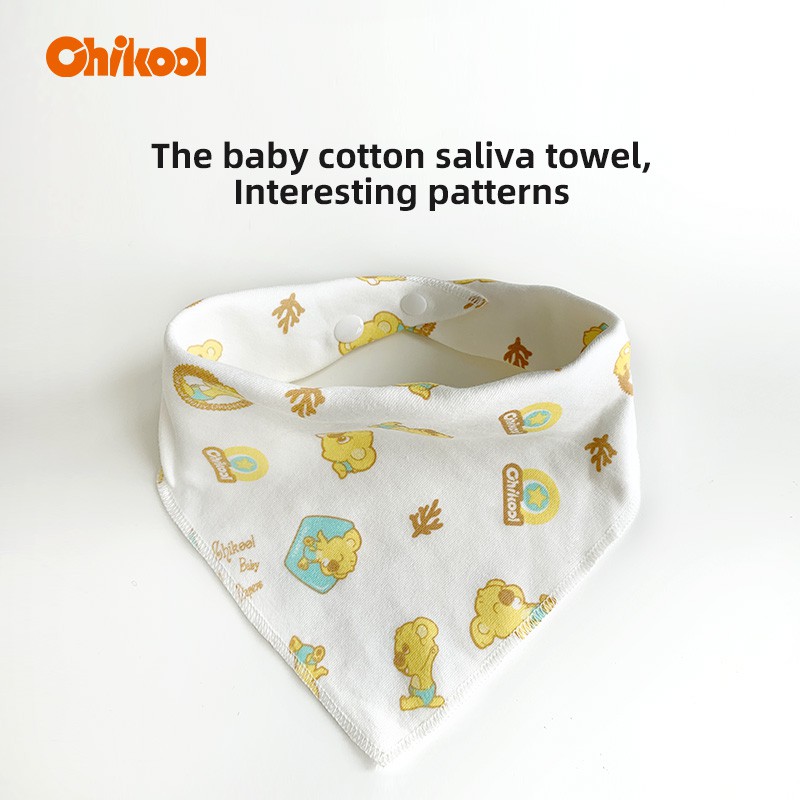 Yếm Ăn Chikool Hình Tam Giác Bằng Cotton Dành Cho Trẻ Em Có Nút Cài