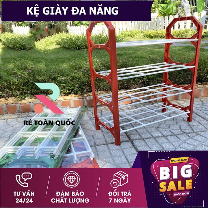 Kệ giày nhựa mini kệ sách đa năng 4 tầng dễ lắp ghép phiên bản mới 2023 chắc chắn