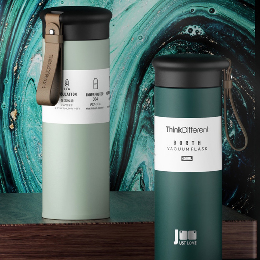 Bình giữ nhiệt cao cấp inox 304 chính hãng HANZY, kèm lõi lọc pha trà, cafe tiện dụng có quai xách