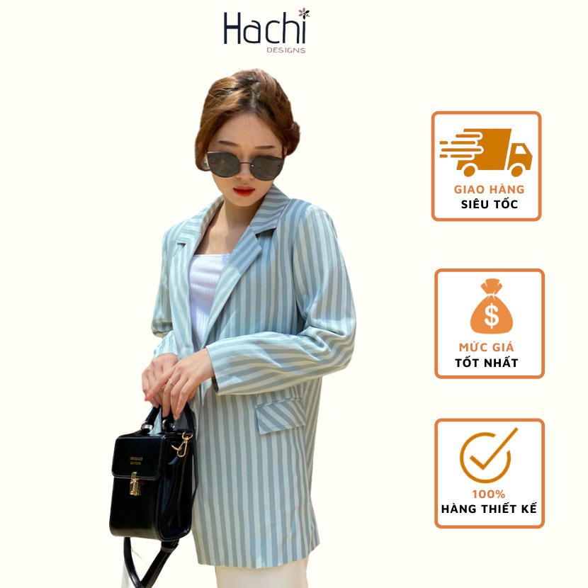 Áo Vest - Áo Blazer Kẻ Sọc Xanh MINT STRIPED BLAZER Hàng Thiết Kế Hachidesigns