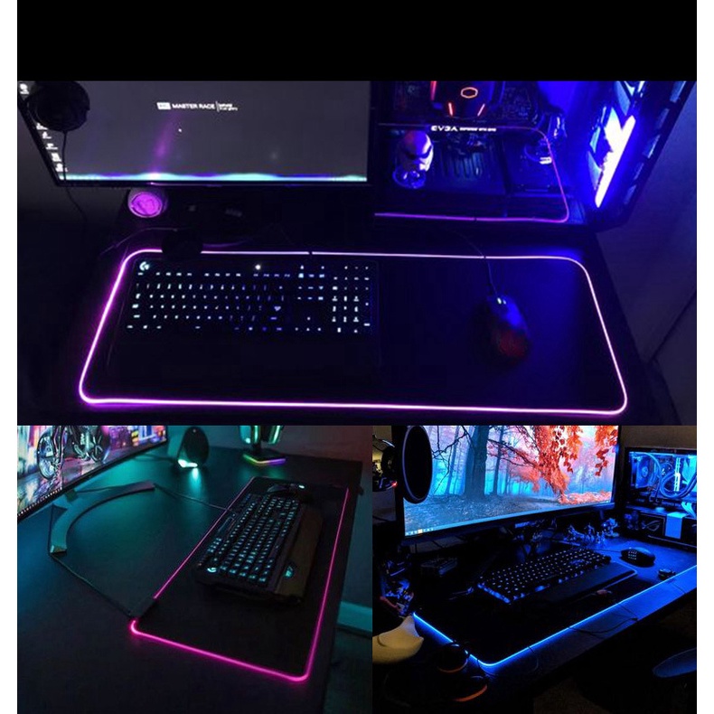 Lót Chuột Cỡ Lớn Led Viền RGB POERMAX LC01 Size Lớn Hình Ảnh Họa Tiết Sắc Nét Siêu Bền Có Chống Trượt Và Chống Nước