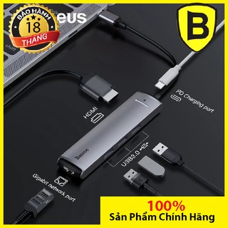 Mua Hub chuyển đổi Baseus 6in1 HUB Adapter USB Type C to USB 3.0 HDMI RJ45 for MacBook Pro HUB USB Splitter for Huawei Mateb