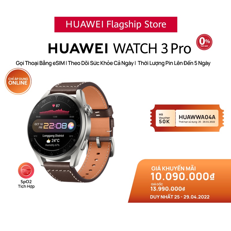 Đồng Hồ Thông Minh HUAWEI WATCH 3 Pro | Gọi Thoại eSIM | Pin 5 Ngày