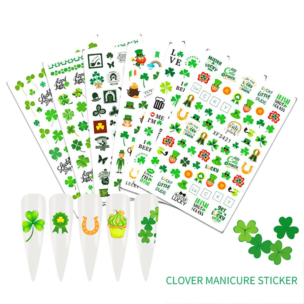 Set 10 Miếng Dán Trang Trí Móng Tay Chống Thấm Nước May Mắn