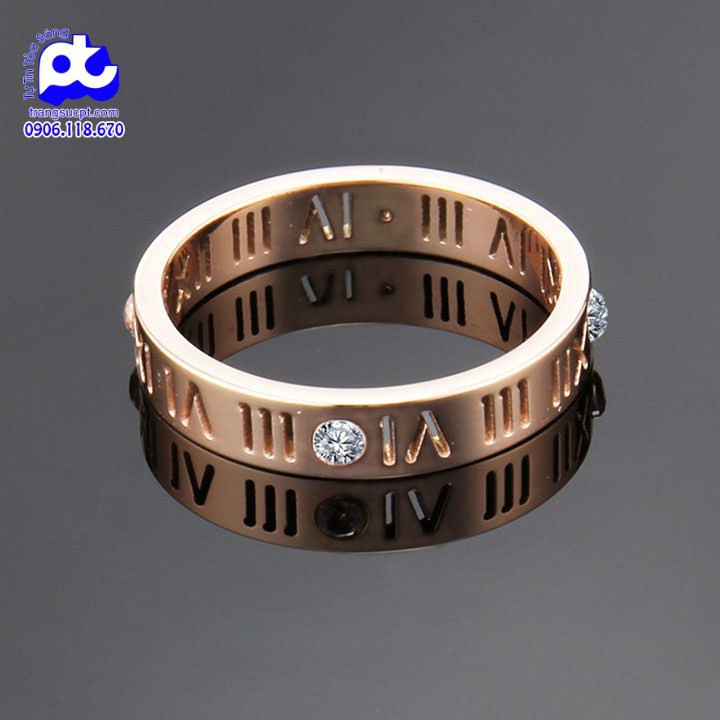 Nhẫn titan nữ số la mã cách điệu cao cấp thép không gỉ titanium
