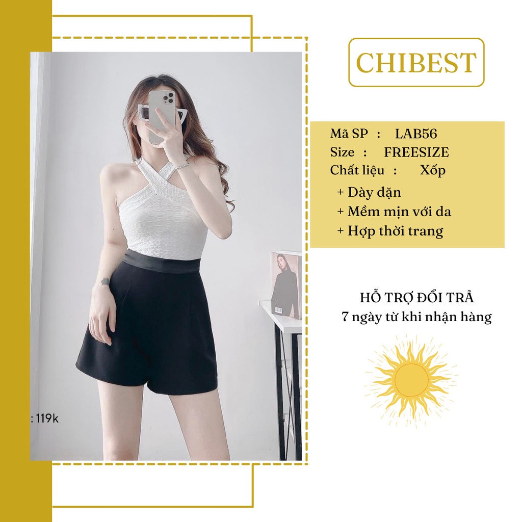 Áo body thun nữ phối dây chéo cổ sat nách nhiều màu CHIBETS LAB56
