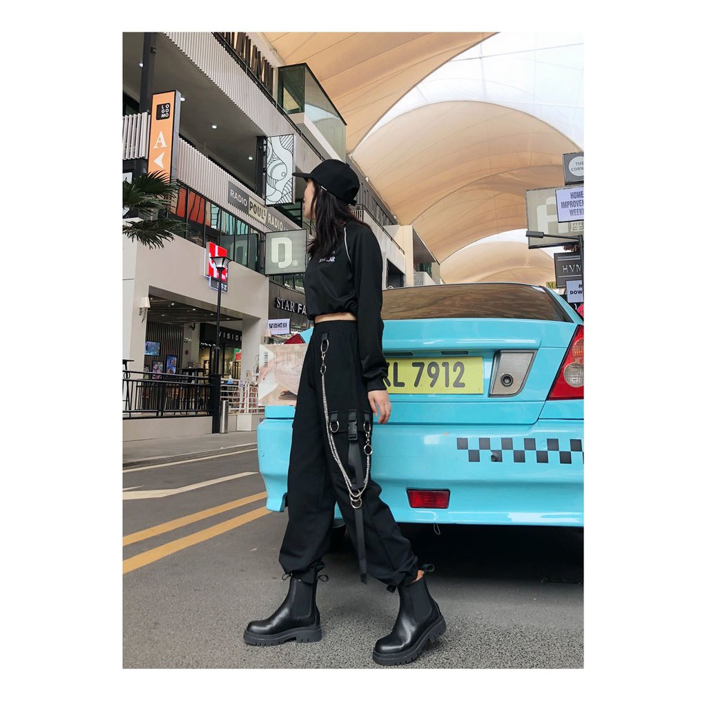 Quần kaki xích phối dây kiểu dáng jogger ống suông trẻ trung cá tính/ Quần jogger nam nữ dáng rộng unisex siêu hàn quốc | BigBuy360 - bigbuy360.vn