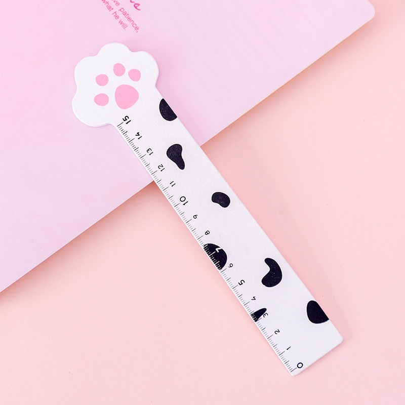 1 Thước Gỗ Hình Dấu Chân Mèo Hoạt Hình 15cm