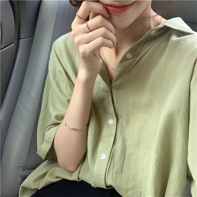 Áo Sơ Mi Ngắn Tay Dáng Rộng Thiết Kế Giản Dị Phong Cách Retro Thời Trang | BigBuy360 - bigbuy360.vn
