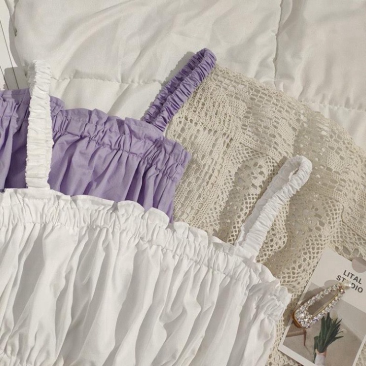 Áo hai dây croptop dúm chất đũi cực xinh 2 màu, Tôn Dáng Gọn Eo Bụng - JDu.Store loại tốt loại đẹp | BigBuy360 - bigbuy360.vn