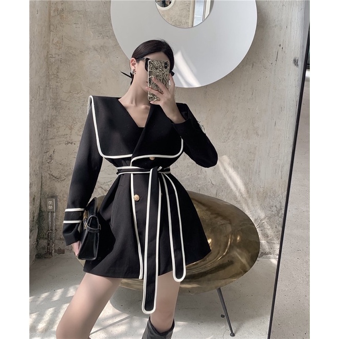 [Ảnh thật] Áo Khoác Vai Măng Tô Vai Thuỷ Thủ Hàn Quốc