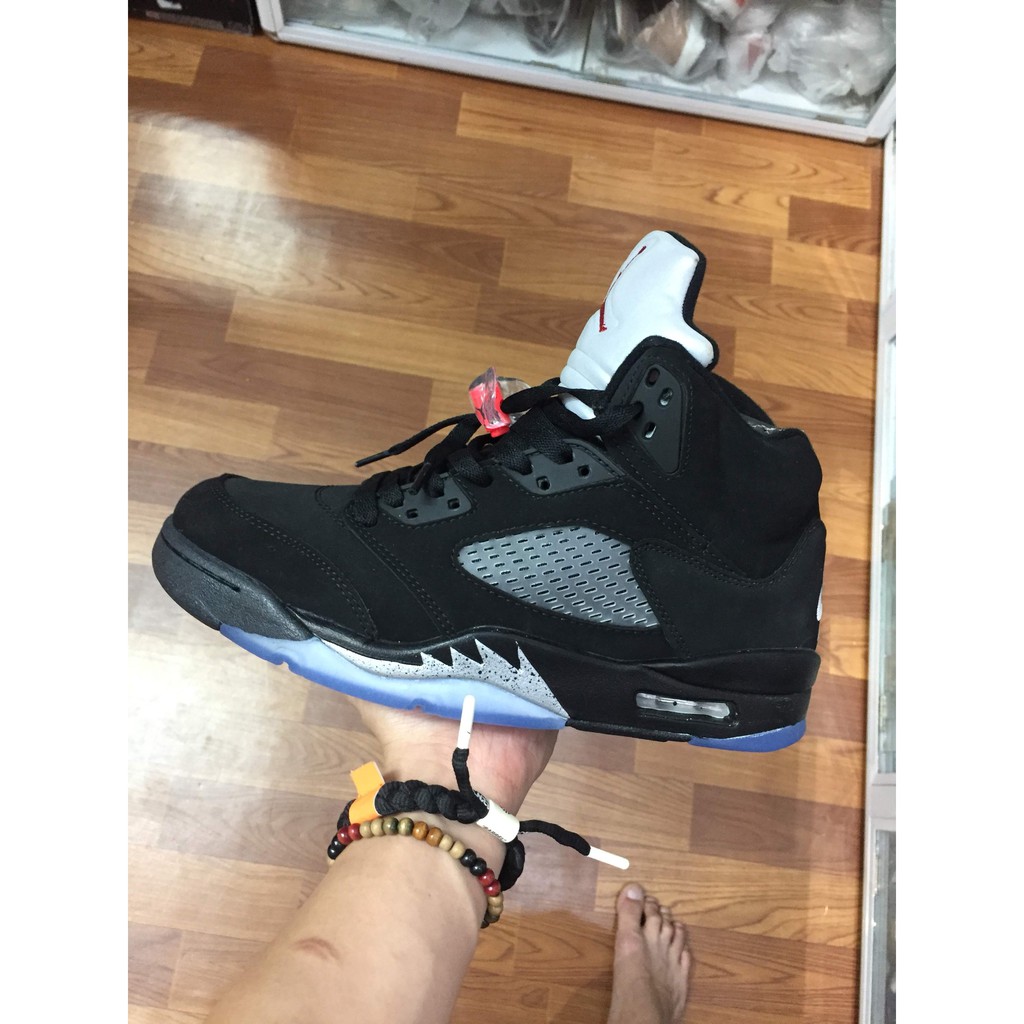 Giày Sneaker NIKE JORDAN 5 Metalic Silver Đen Nam Phản Quang