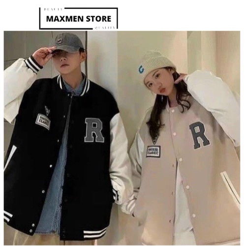 Áo khoác bomber in chữ R 2 lớp dày dặn áo bền phong cách hàn quốc thích hợp đi học đi chơi fullsize440