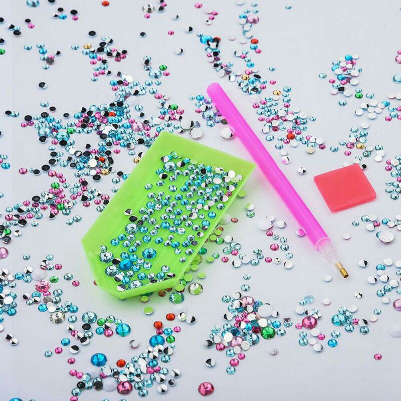 Tranh đính đá handmade cho bé rèn tính kiên nhẫn (Bộ đầy đủ Khung gỗ+ đá màu+ tranh)