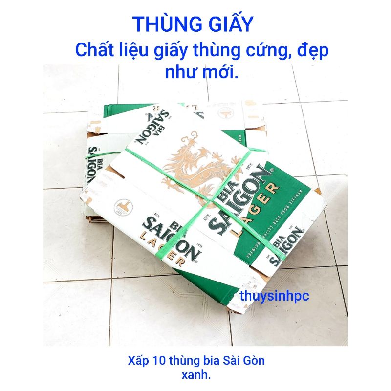 Xấp 10 vỏ thùng bia Sài Gòn Xanh