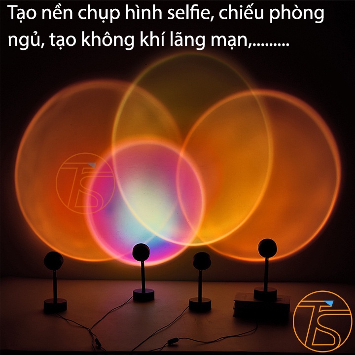 Đèn Chiếu Tạo Hiệu Ứng Hoàng Hôn, Cầu Vồng, Mặt Trời - Đèn Led Trang Trí Chụp Hình Sống Ảo, Livestream, Quay Tiktok
