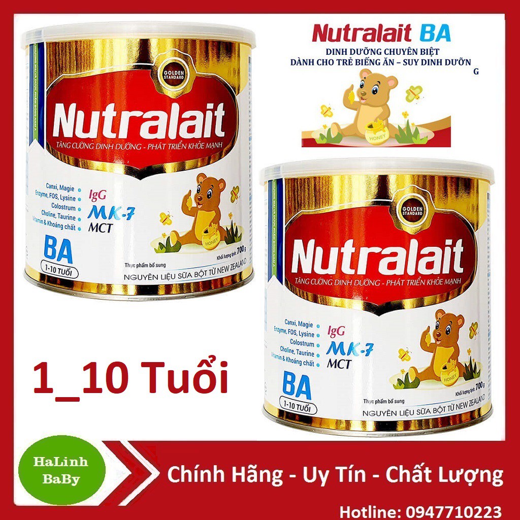 Combo 2 lon sữa bột Nutralait BA 700g