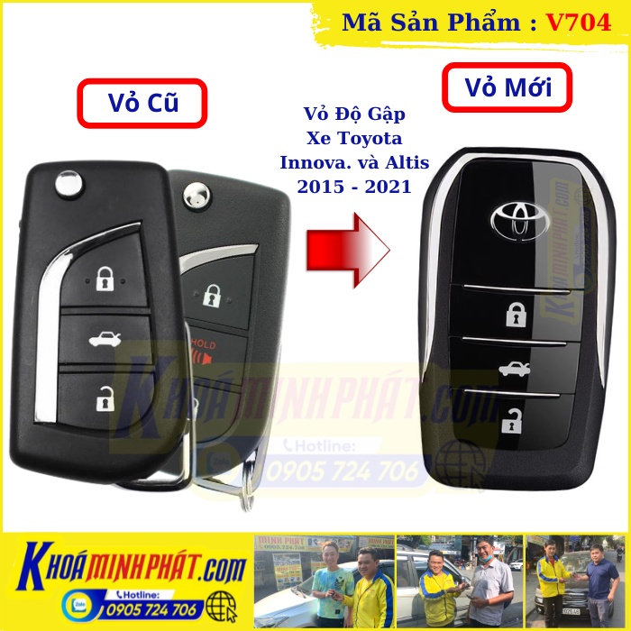 Vỏ Độ Chìa khoá xe Toyota Innova, Fortuner, Corolla Altis