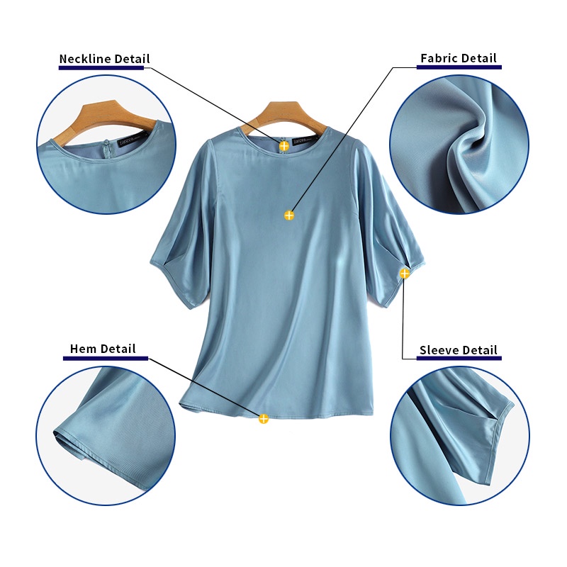 Zanzea Áo Sơ Mi Tay Lửng Cổ Tròn Màu Trơn Thời Trang Dành Cho Nữ