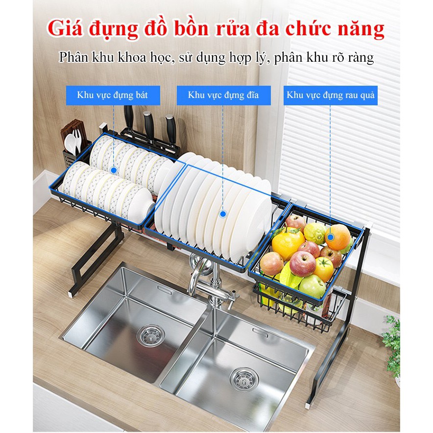 Kệ sắt 2 tầng cao cấp úp bát đĩa mới rửa ráo nước trước khi xếp vào chạn bát thiết kế lắp ráp dễ dàng tiện dụng