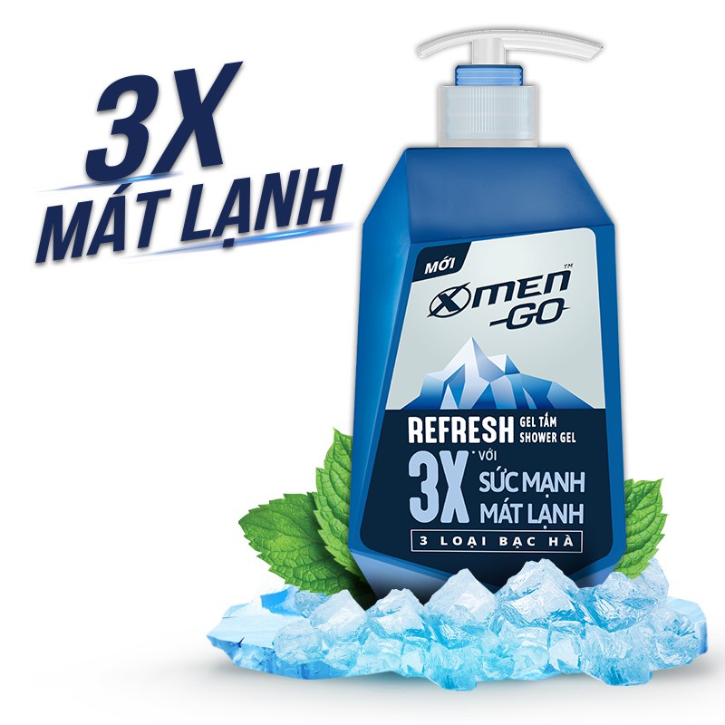 [Mã COSMEN giảm 8% đơn 250K] Sữa tắm X-Men Go REFRESH 3 Loại Bạc Hà 630G