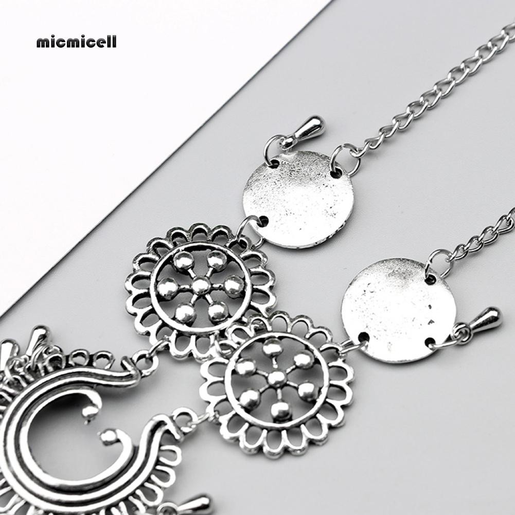 Vòng chân hợp kim phối nhẫn bạc mặt hoa rỗng thời trang cổ điển cho nữ | BigBuy360 - bigbuy360.vn