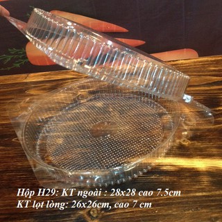 BỘ 50 HỘP NHỰA ĐỰNG BÁNH BÔNG LAN TRÒN H29, KÍCH THƯỚC 26 X 26 X 7 CM