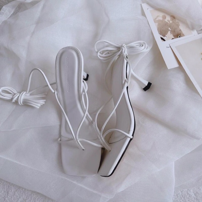 Giày sandal nữ quai mảnh kẹp ngón dây dài cuốn cổ chân siêu chảnh