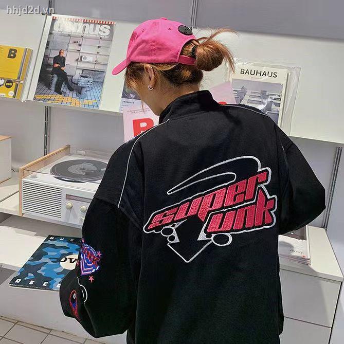 Áo khoác bóng chày dáng rộng in họa tiết phong cách retro Mỹ thời trang xuân thu mới xinh xắn cho nữ