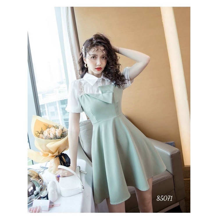 ĐẦM XÒE DỰ TIỆC TIỂU THƯ PHỐI CỔ SƠ MI SIÊU DỄ THƯƠNG