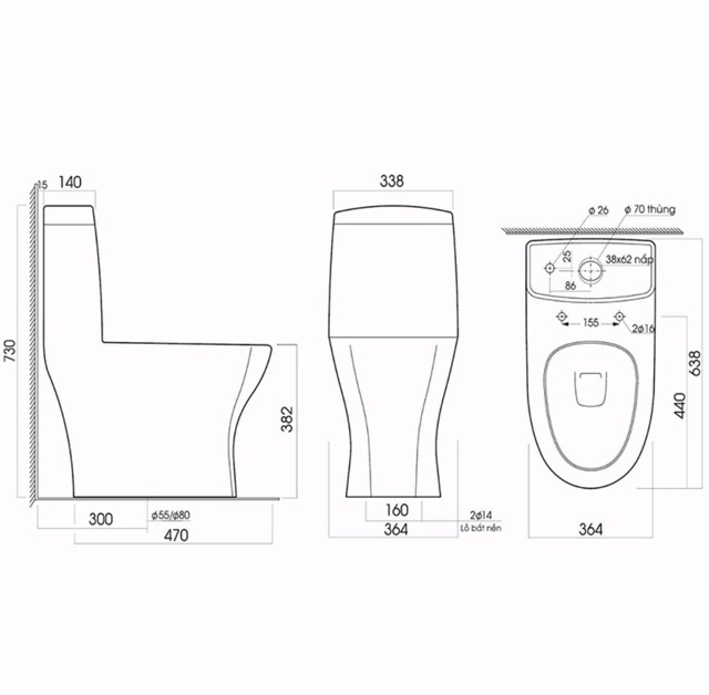 Bồn cầu Thiên Thanh Liền khối nắp đóng êm RIVER (k6930HS2t-N)- xả xoáy công nghệ nano chống bám bẩn