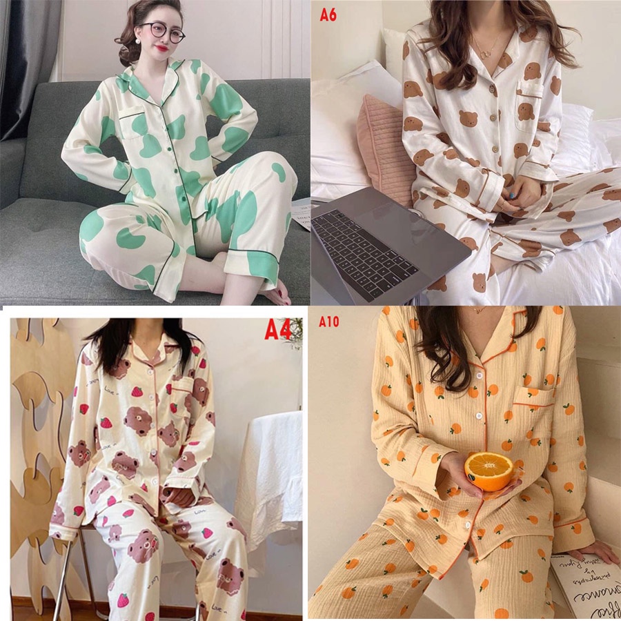 [FREE SHIP] Bộ Đồ Ngủ Pijama 💖 Bộ Lụa KaTe Tay Dài Quần Dài Cao Cấp [Ảnh Thật] [Siêu Đẹp] | BigBuy360 - bigbuy360.vn
