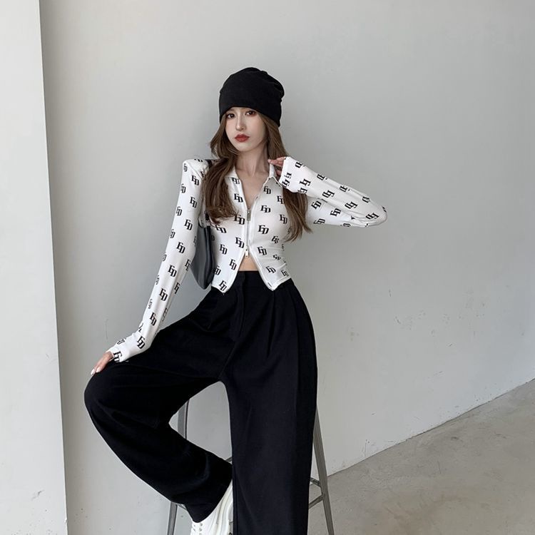 Áo Thun Polo Dáng Ôm Phong Cách Hàn Quốc Thời Trang Mùa Thu Cho Nữ