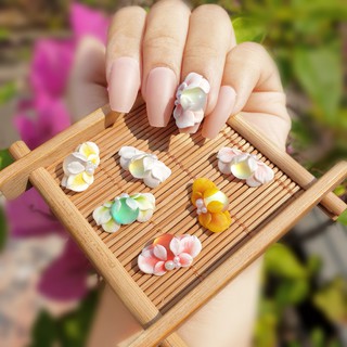 Hoa bột ôm đá mắt mèo đính móng 12HA