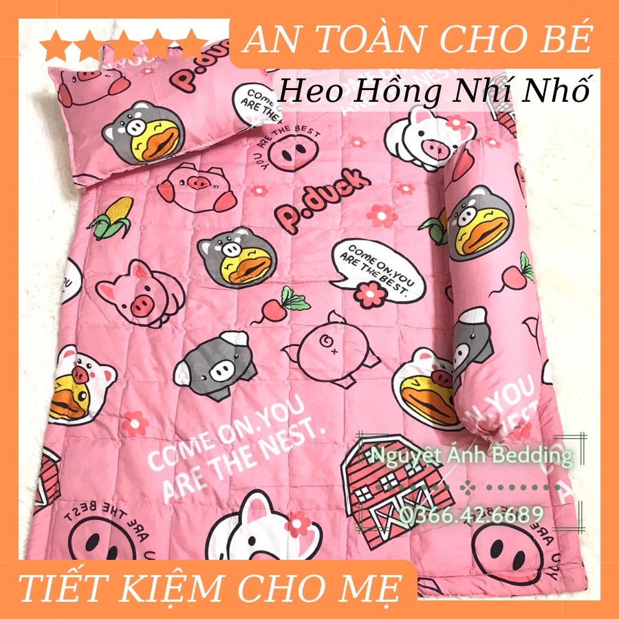 ( Được chọn mẫu) Bộ chăn gối cho bé Khủng long Hàn Quốc Siêu ngộ nghĩnh bông đẹp an toàn tuyệt đối cho bé