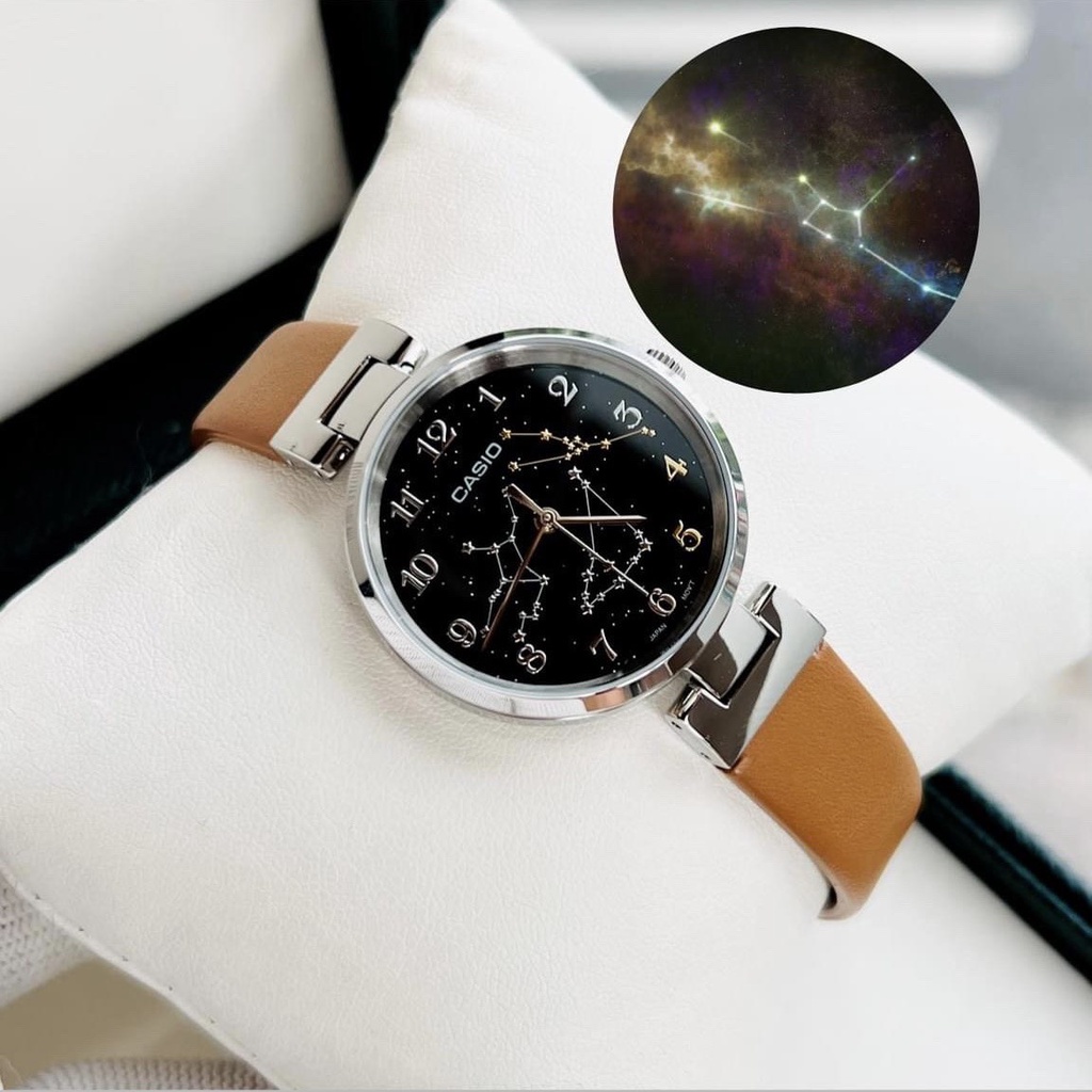 Đồng hồ nữ dây da Casio LTP-E11L-5A1 chòm sao KIM NGƯU-MA KẾT-XỬ NỮ