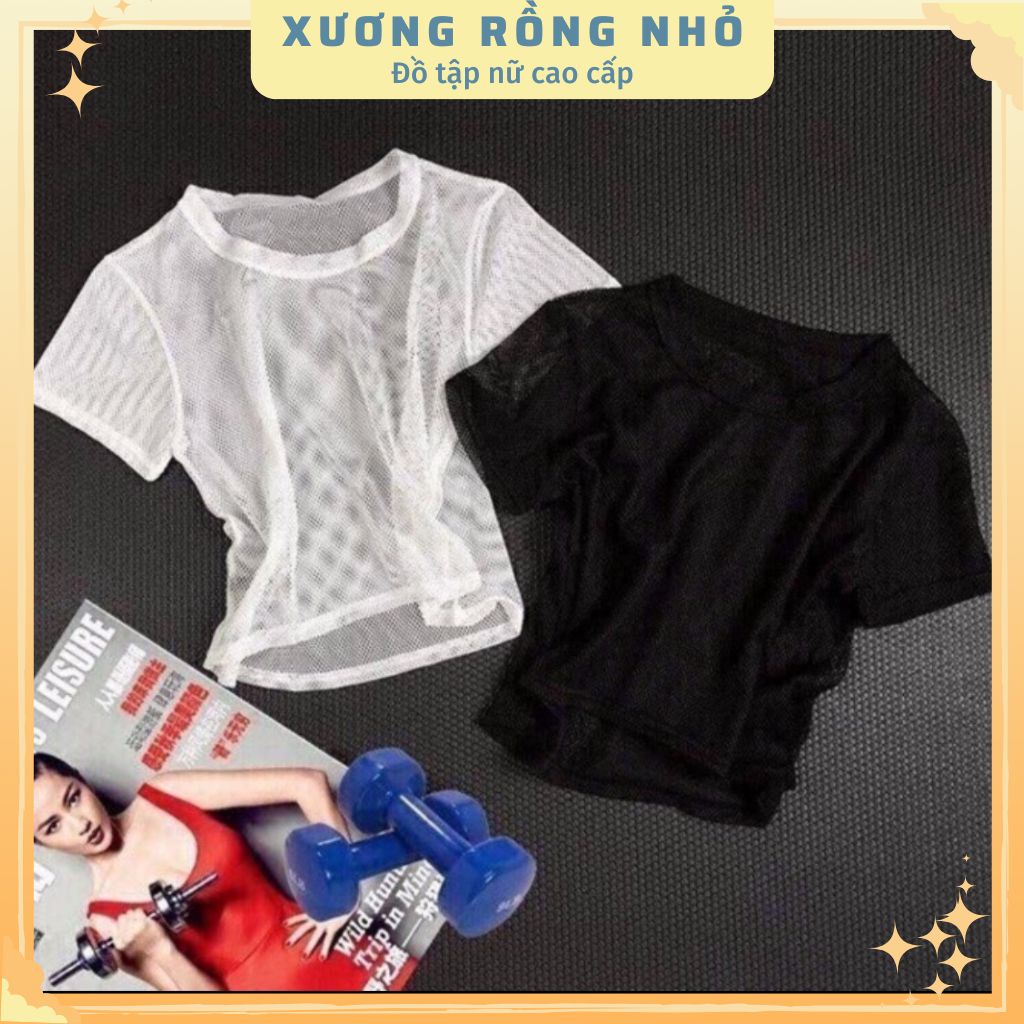 Áo lưới tập gym nữ, áo tập yoga thể thao vải thoáng mát giặt nhanh khô hàng quảng châu mặc tôn dáng