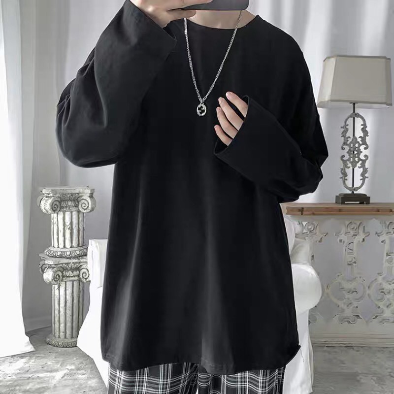 Áo thun tay dài unisex form rộng Trơn nam nữ basic tea ulzzang