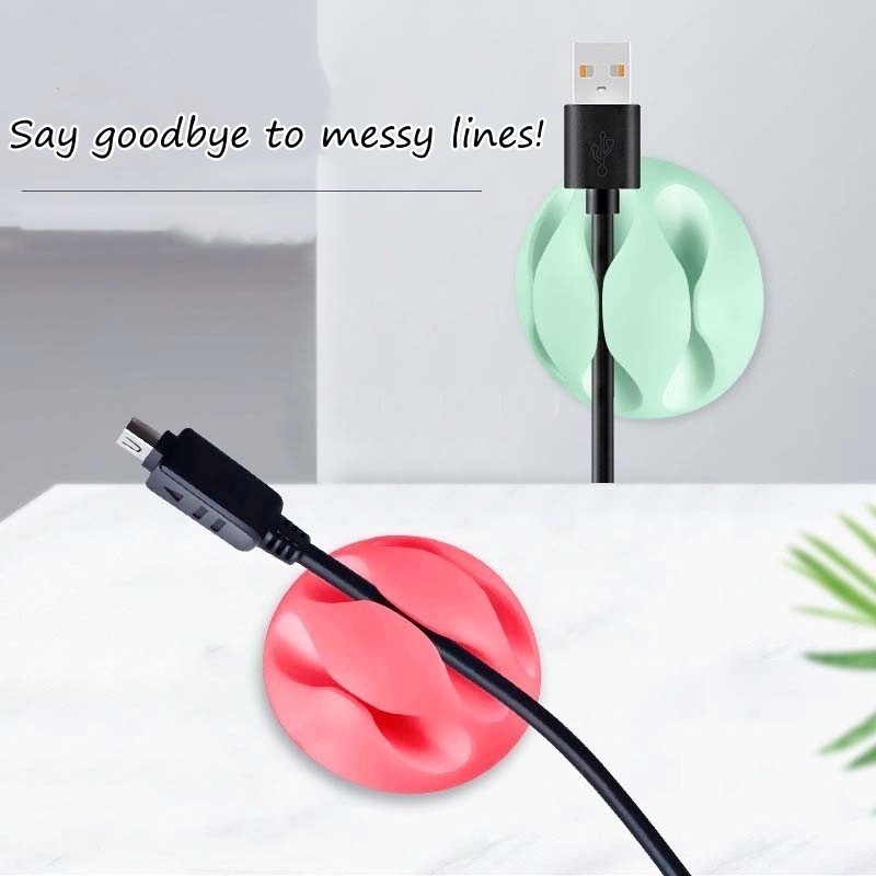 1 Kẹp Giữ Dây Cáp Bằng Silicon Tự Dính Chống Thấm Nước Màu Sắc Ngẫu Nhiên