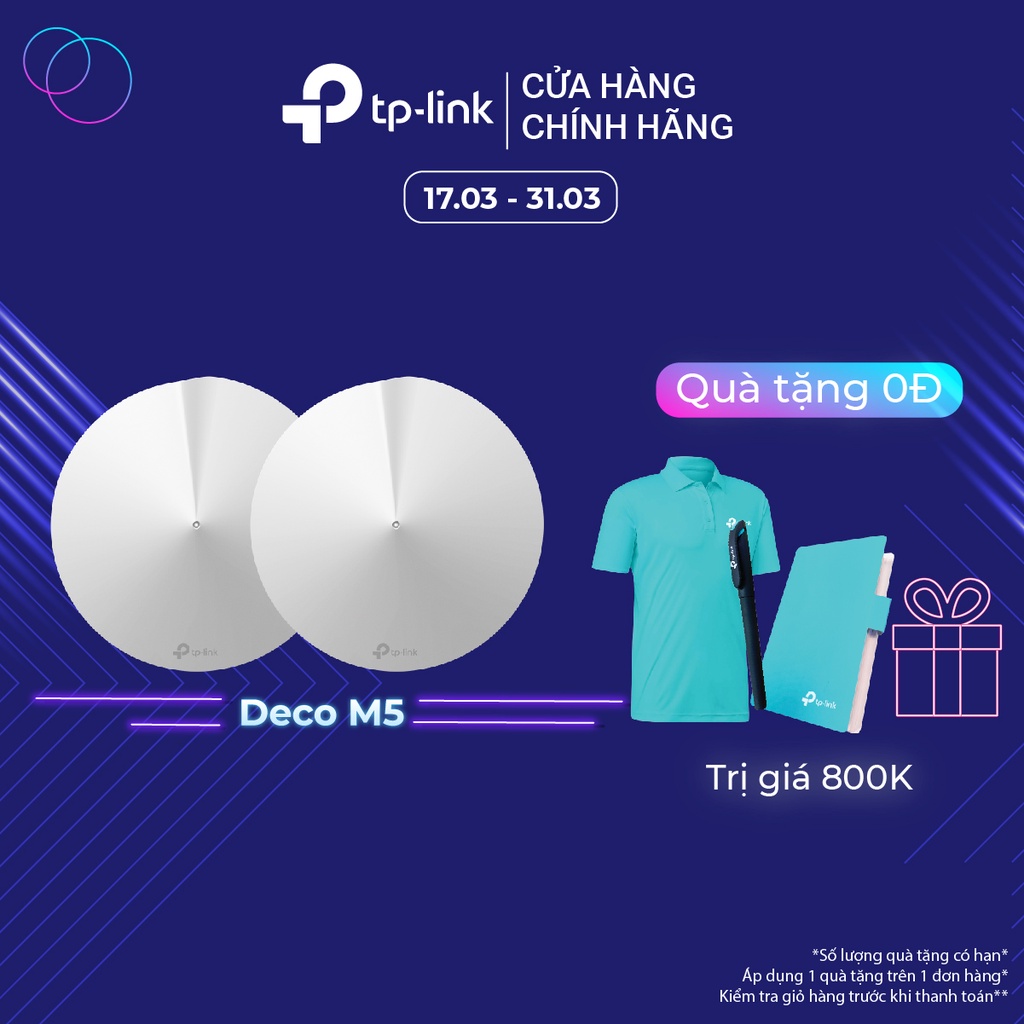 Hệ Thống Wifi Mesh TP-Link Deco M5 (2-pack) Chuẩn AC 1300Mbps Dành Cho Gia Đình