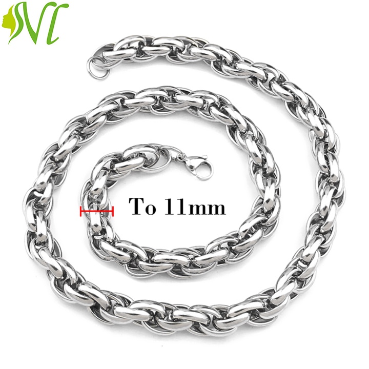 Dây chuyền, lắc tay nam Inox cao cấp to 11 ly không rỉ sét tắm thỏa mái
