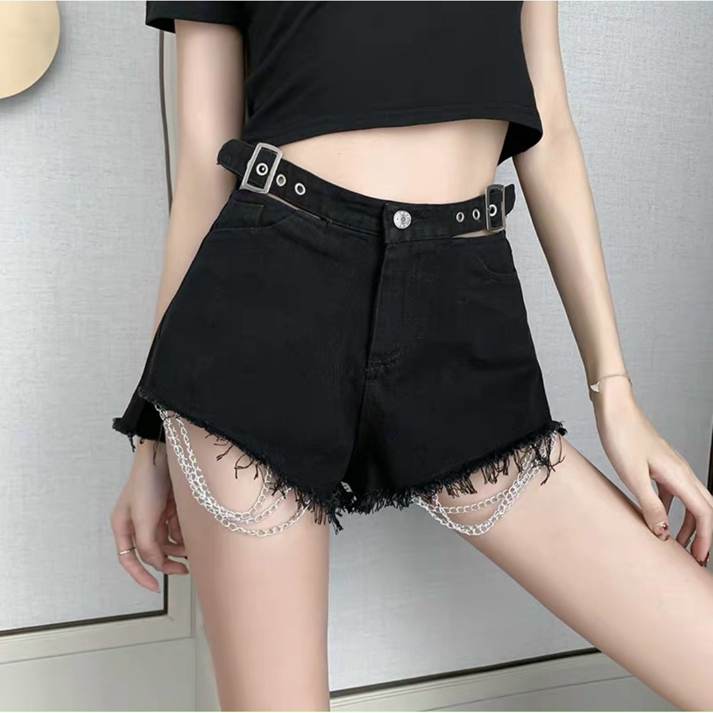 Quần short tua rua phối dây xích siêu hot alohashop91